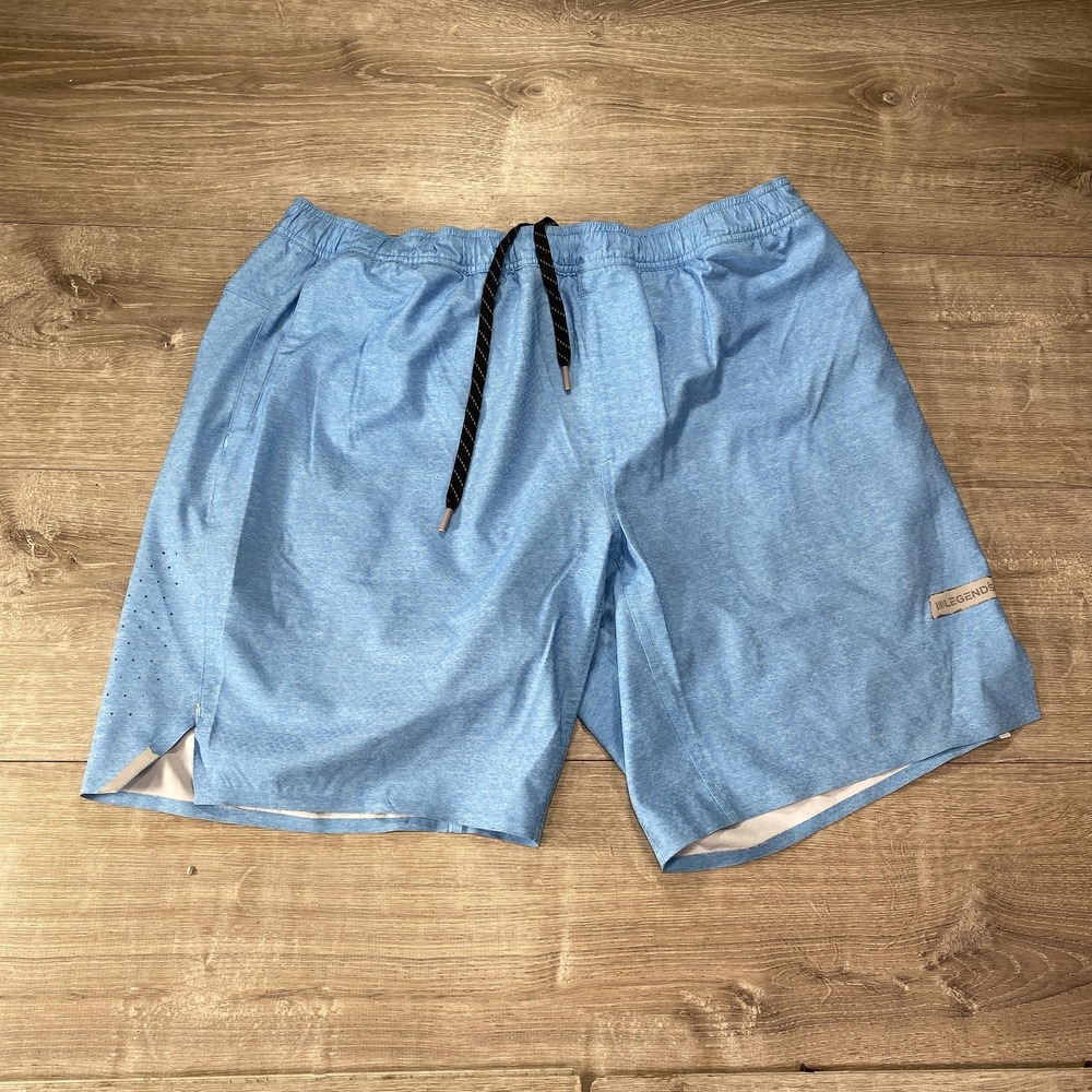 Legends Athletic Shorts Mens Large Blue 2-in-1 Liner‎ Running Training Zip